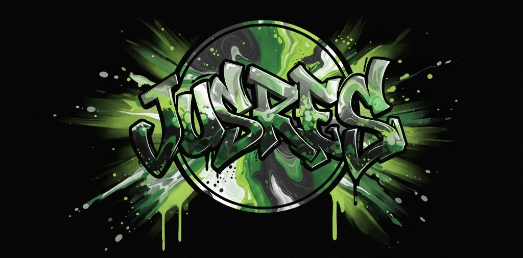 Jus-Res custom green graffiti logo
